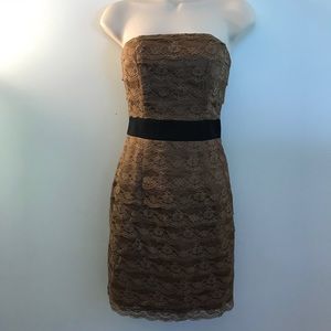 Strapless H&M Lace Dress, Brown, 6